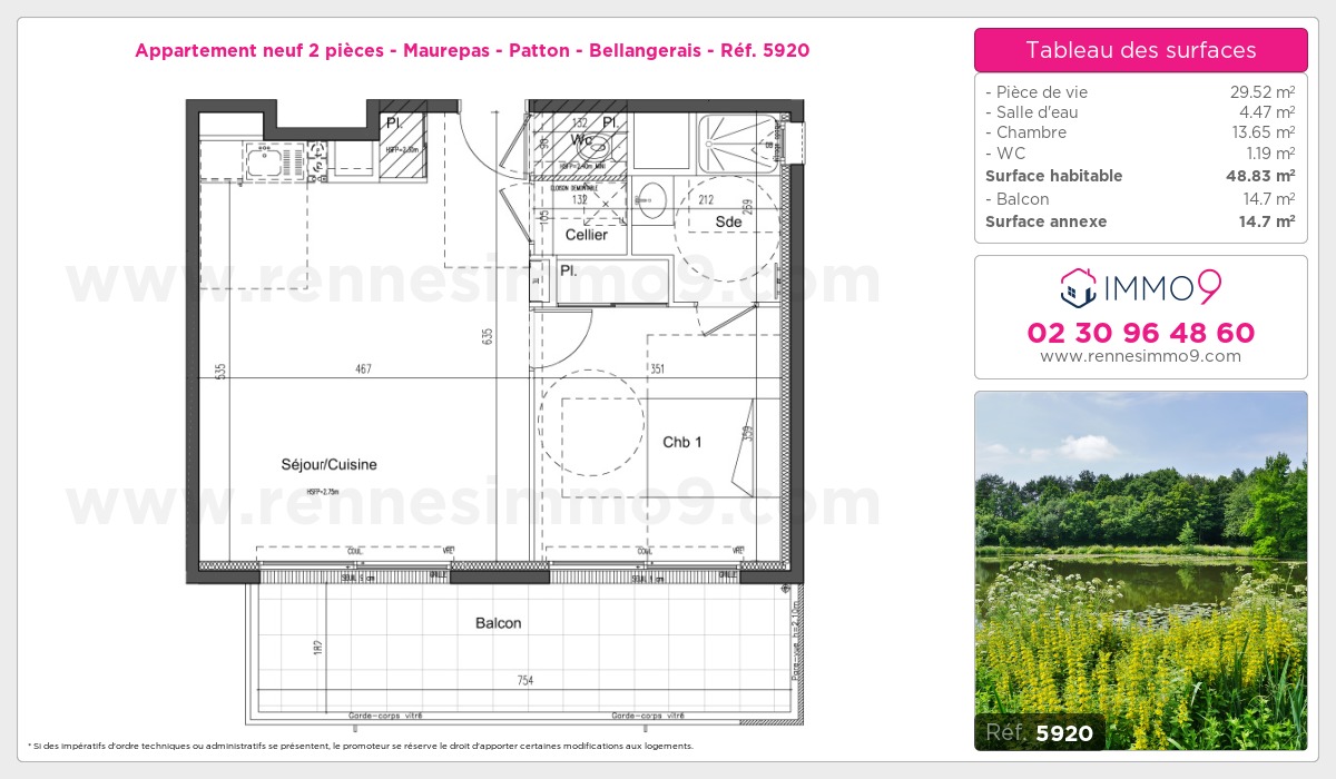 Plan et surfaces, Programme neuf Rennes : Maurepas - Patton - Bellangerais Référence n° 5920