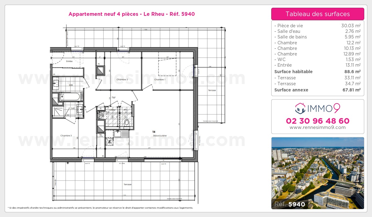 Plan et surfaces, Programme neuf Rheu Référence n° 5940