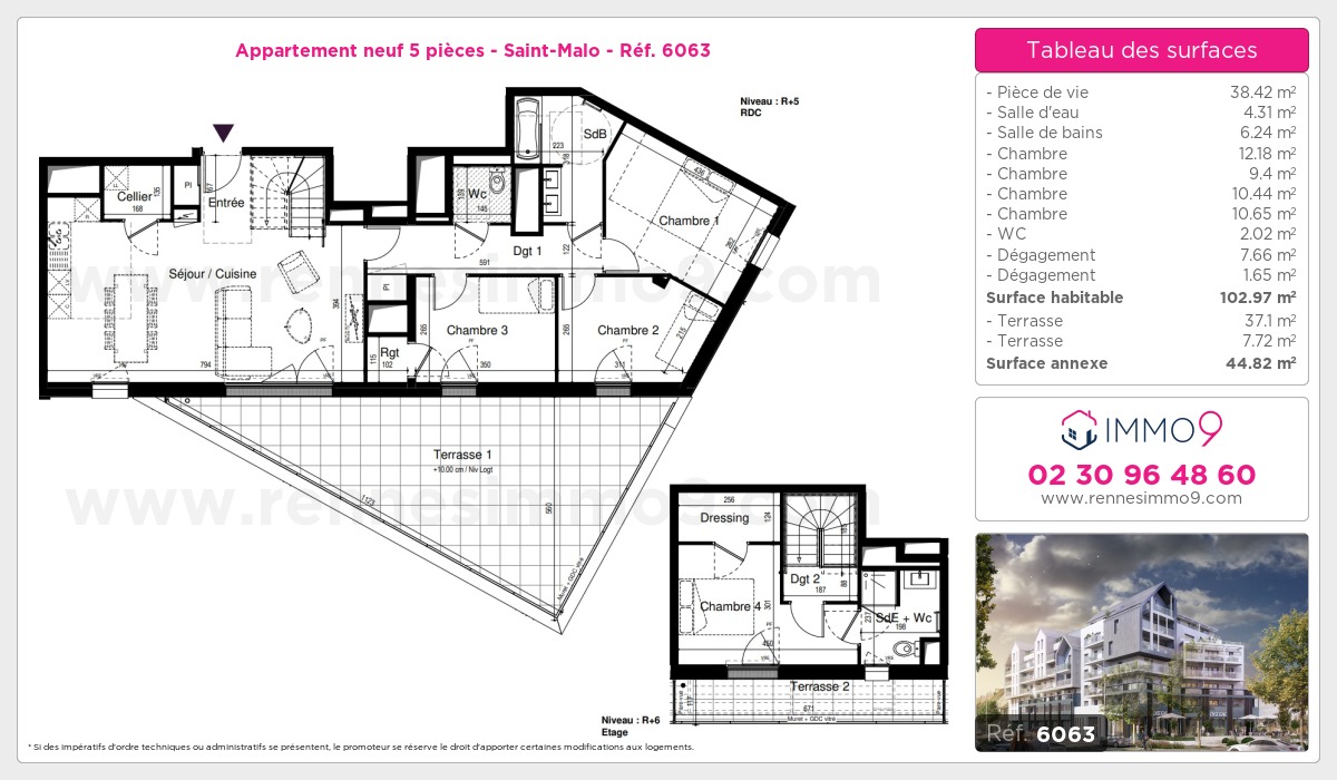 Plan et surfaces, Programme neuf Saint-Malo Référence n° 6063