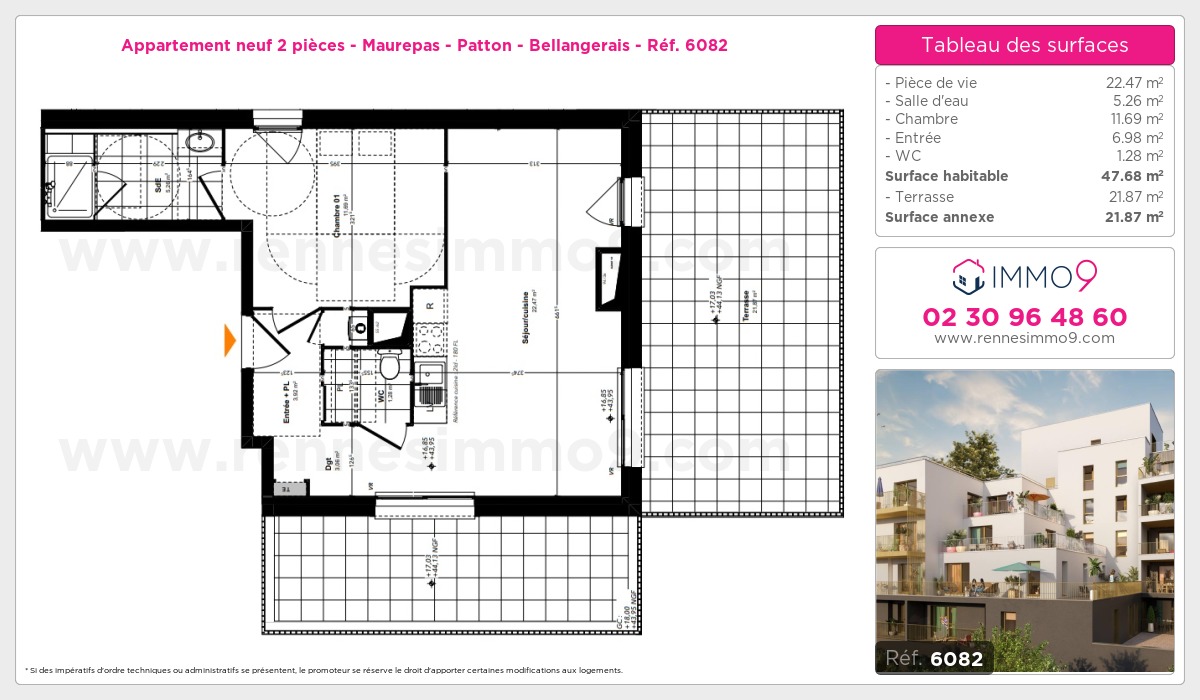 Plan et surfaces, Programme neuf Rennes : Maurepas - Patton - Bellangerais Référence n° 6082