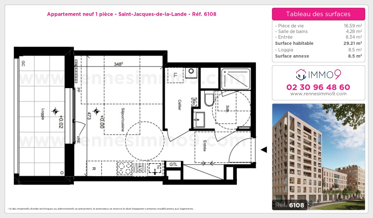 Plan et surfaces, Programme neuf Saint-Jacques-de-la-Lande Référence n° 6108