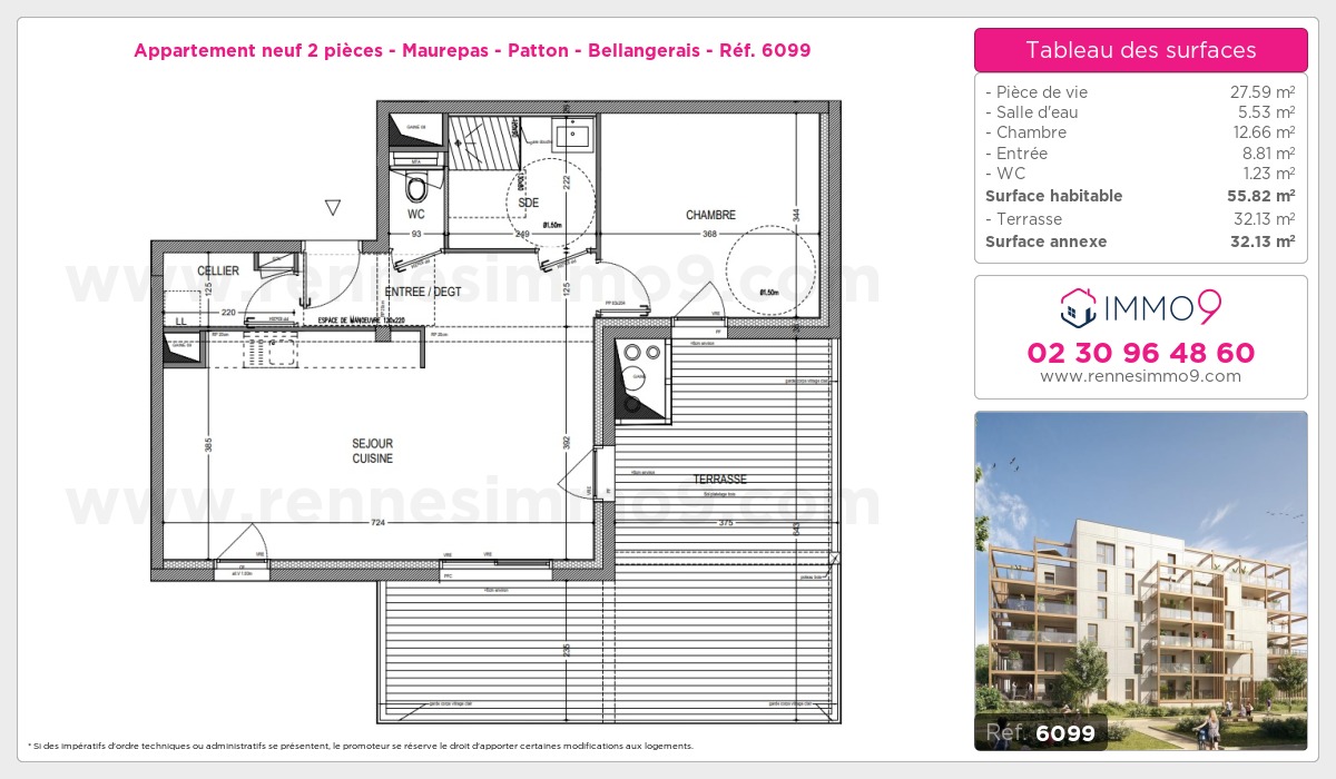 Plan et surfaces, Programme neuf Rennes : Maurepas - Patton - Bellangerais Référence n° 6099