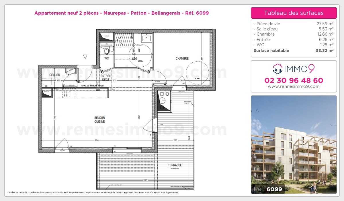 Plan et surfaces, Programme neuf Rennes : Maurepas - Patton - Bellangerais Référence n° 6099