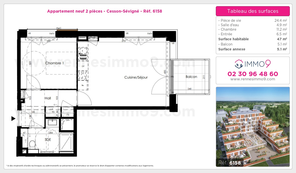 Plan et surfaces, Programme neuf Cesson-Sévigné Référence n° 6158