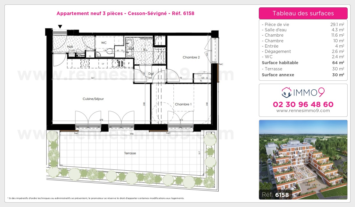 Plan et surfaces, Programme neuf Cesson-Sévigné Référence n° 6158