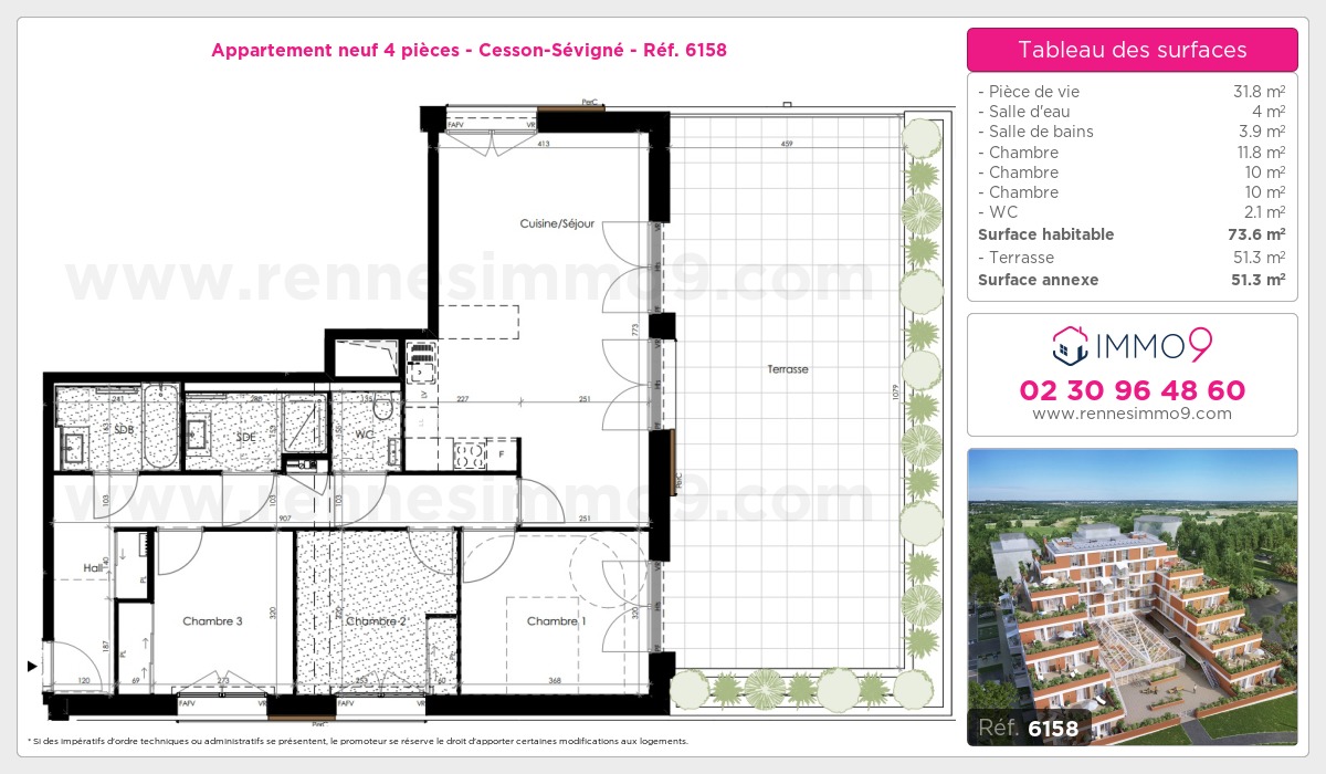 Plan et surfaces, Programme neuf Cesson-Sévigné Référence n° 6158