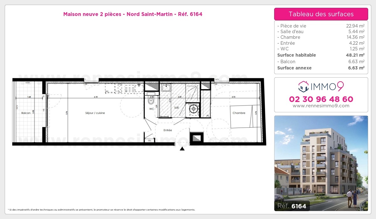 Plan et surfaces, Programme neuf Rennes : Nord Saint-Martin Référence n° 6164