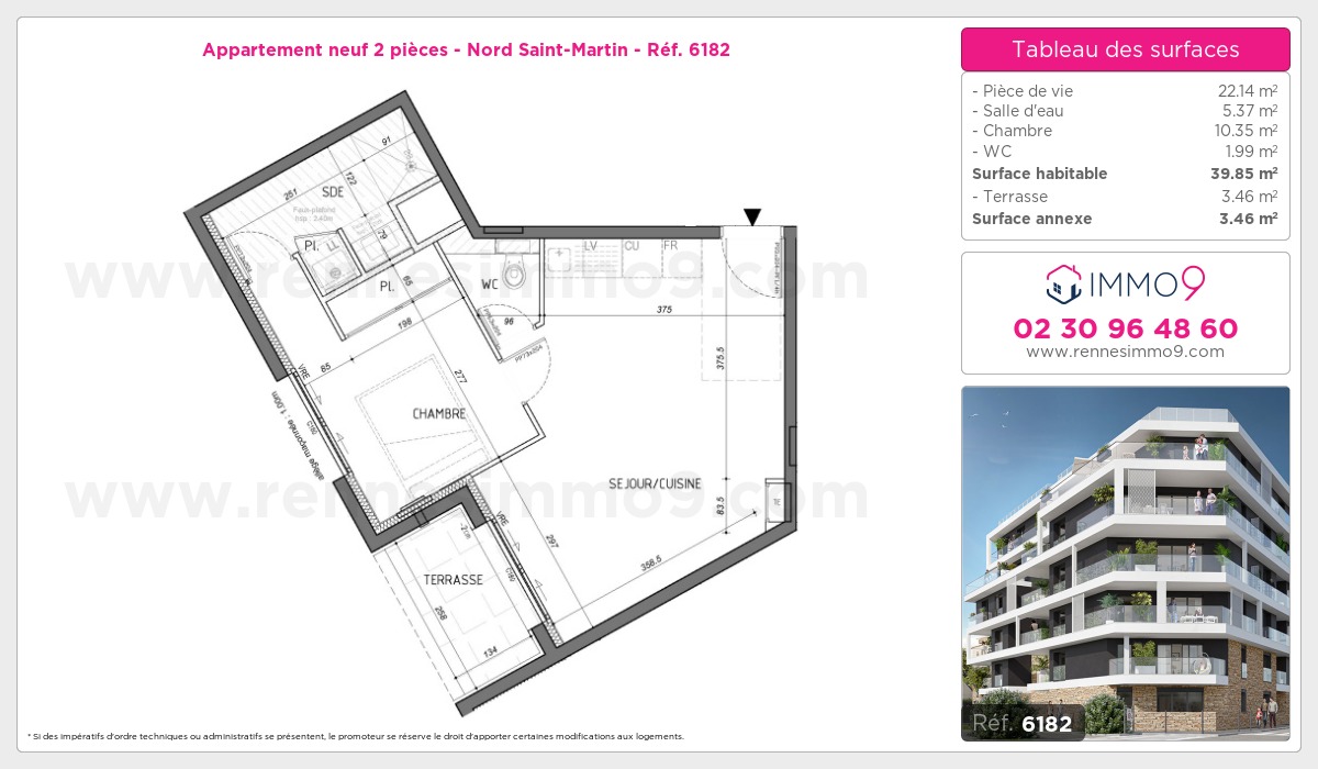 Plan et surfaces, Programme neuf Rennes : Nord Saint-Martin Référence n° 6182