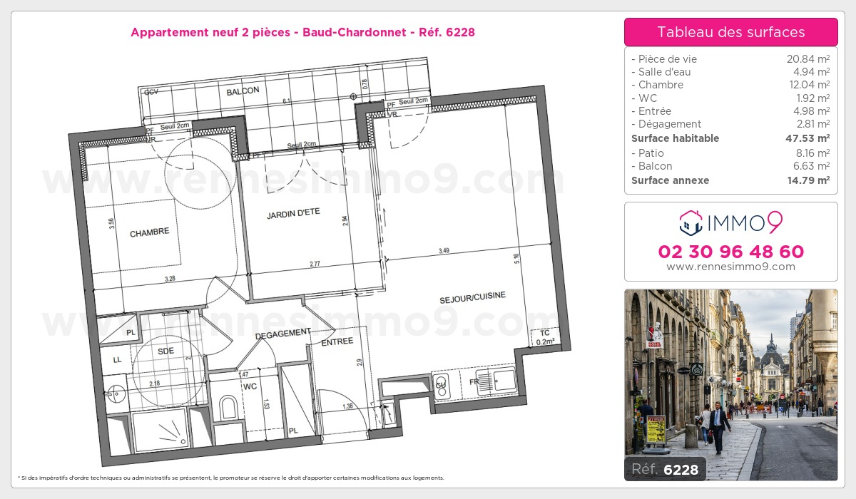 Plan et surfaces, Programme neuf Rennes : Baud-Chardonnet Référence n° 6228