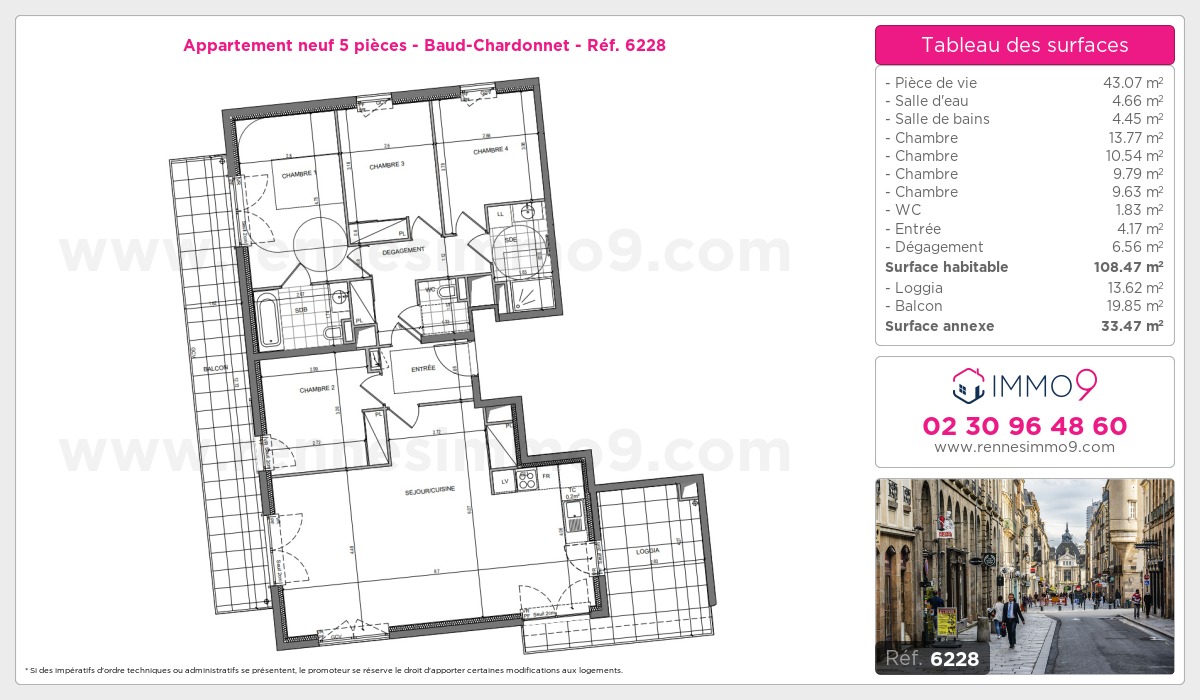 Plan et surfaces, Programme neuf Rennes : Baud-Chardonnet Référence n° 6228