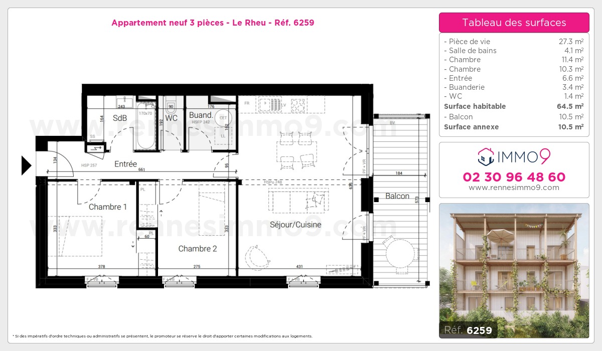 Plan et surfaces, Programme neuf Rheu Référence n° 6259