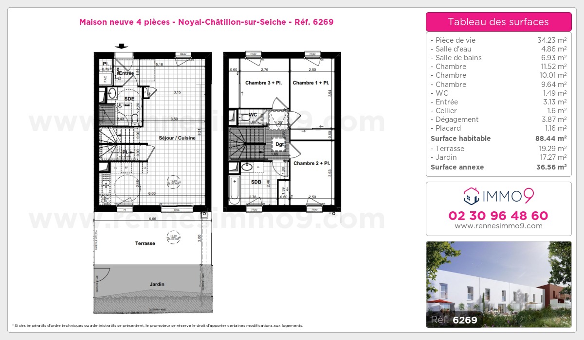 Plan et surfaces, Programme neuf Noyal-Châtillon-sur-Seiche Référence n° 6269