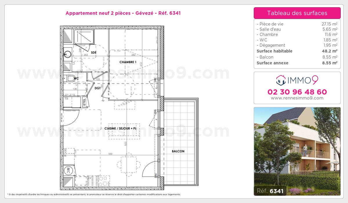 Plan et surfaces, Programme neuf Gévezé Référence n° 6341