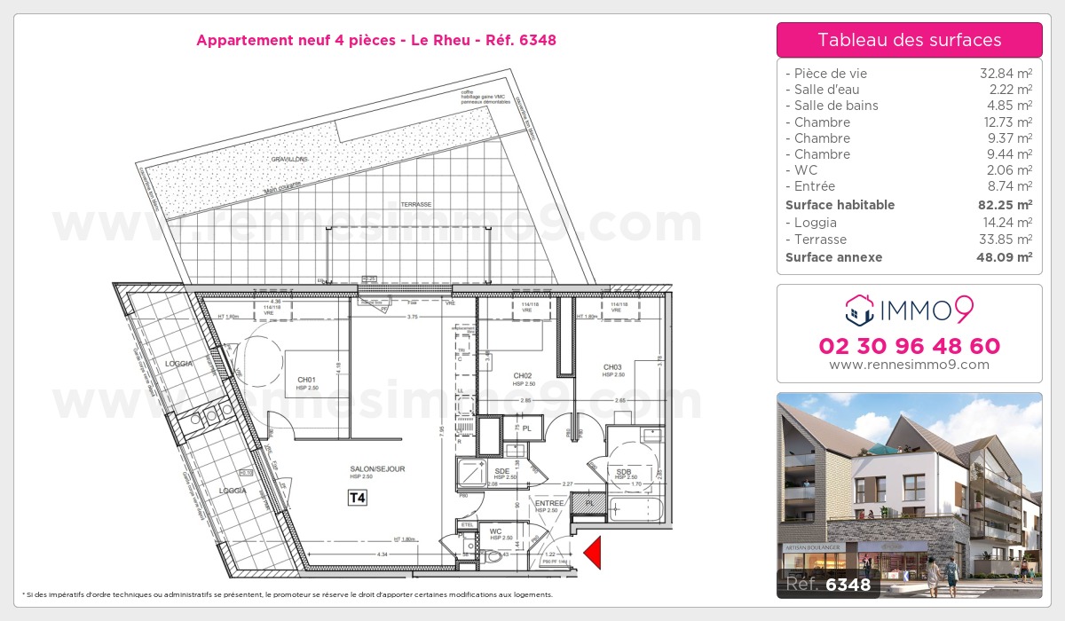 Plan et surfaces, Programme neuf Rheu Référence n° 6348