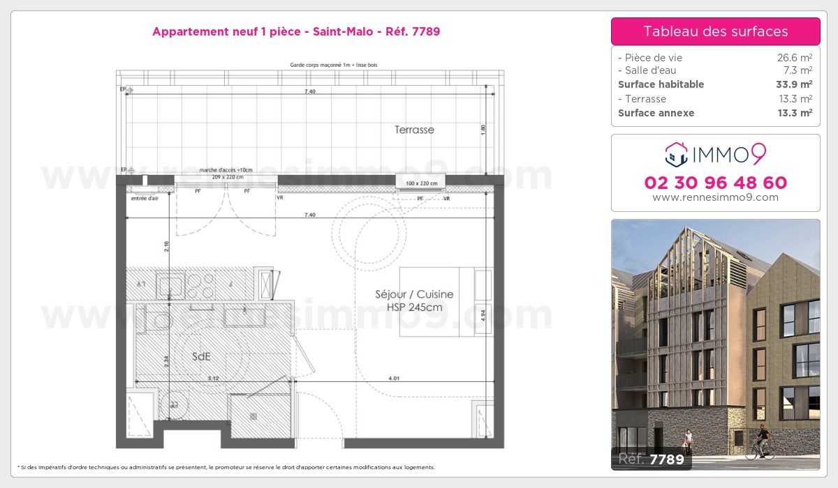 Plan et surfaces, Programme neuf Saint-Malo Référence n° 7789