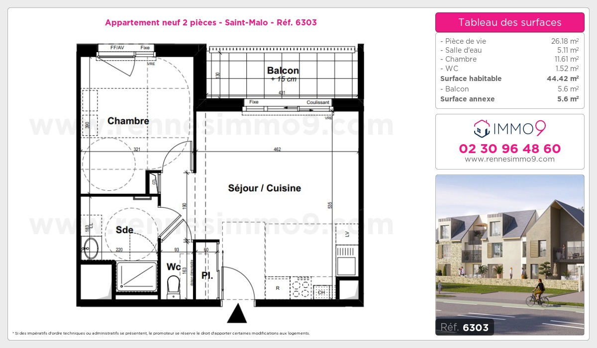 Plan et surfaces, Programme neuf Saint-Malo Référence n° 6303