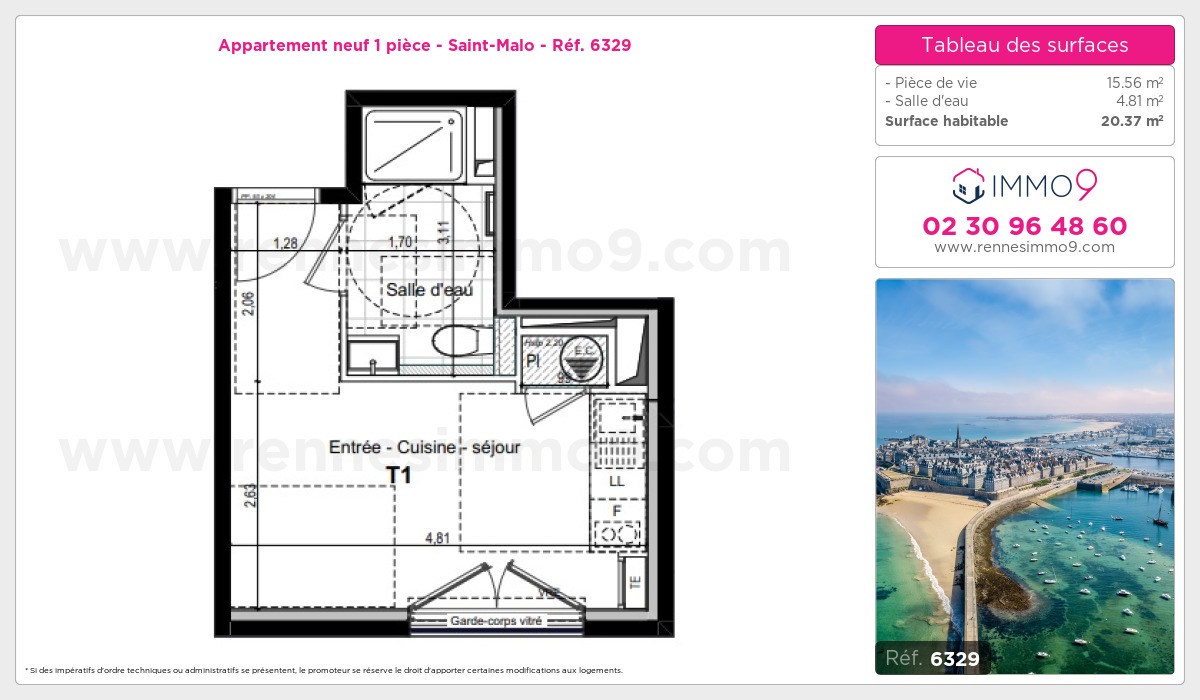 Plan et surfaces, Programme neuf Saint-Malo Référence n° 6329