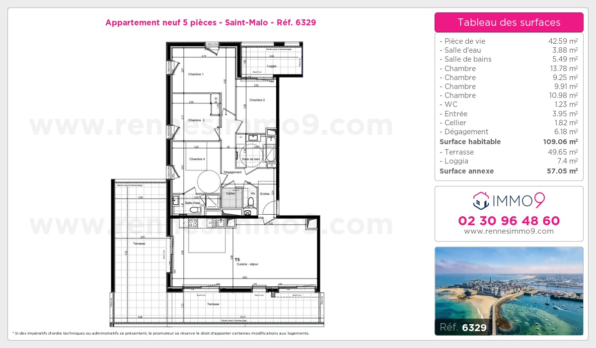 Plan et surfaces, Programme neuf Saint-Malo Référence n° 6329