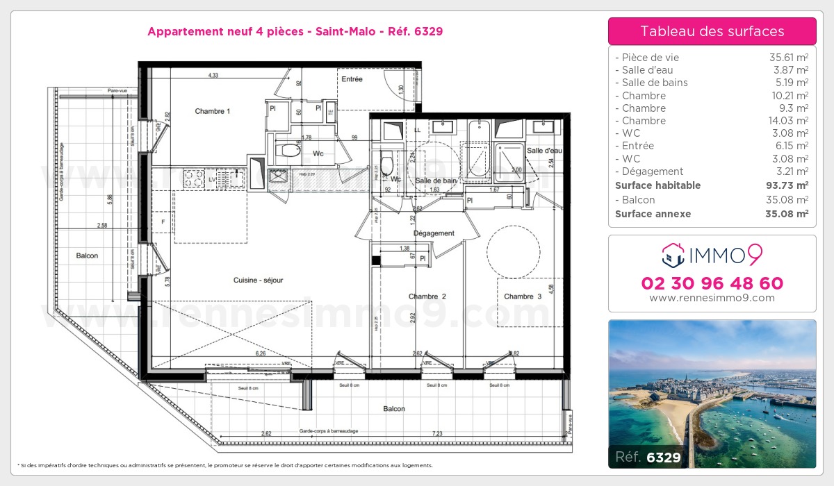 Plan et surfaces, Programme neuf Saint-Malo Référence n° 6329