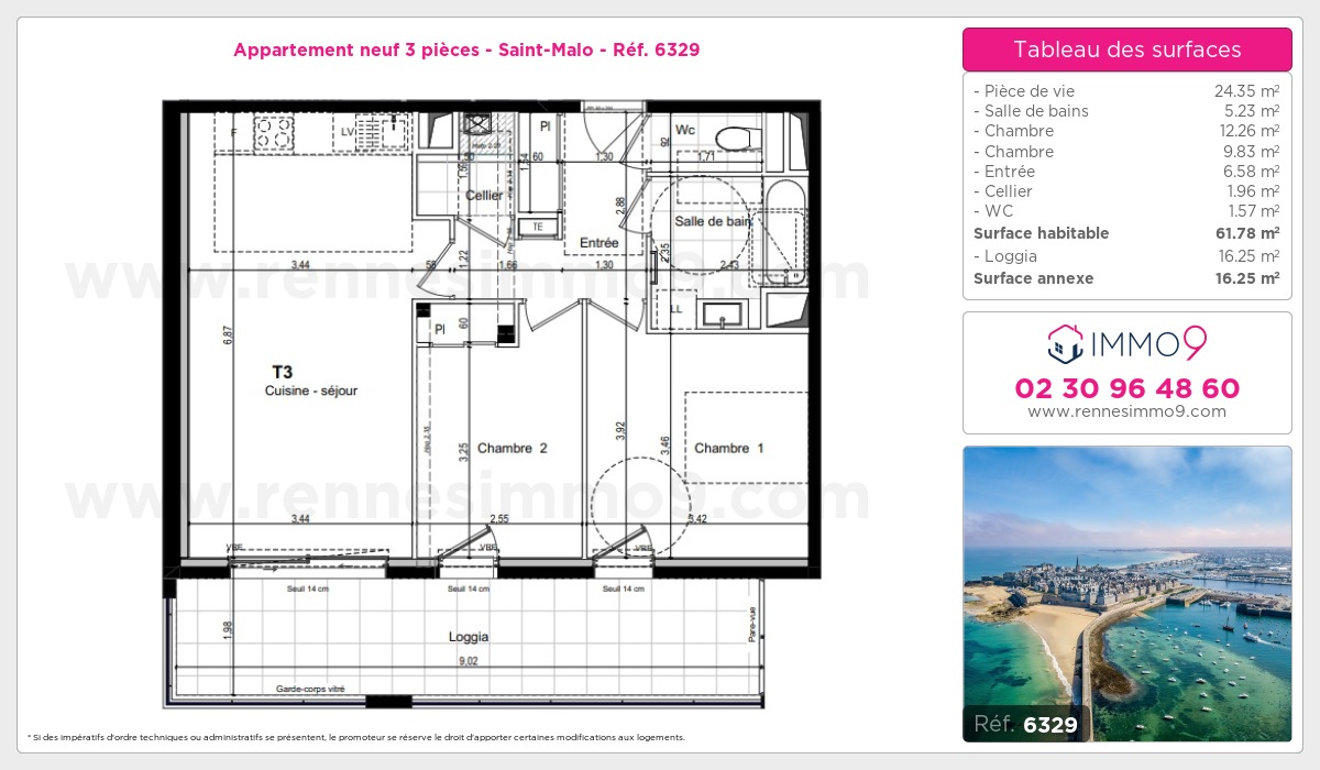 Plan et surfaces, Programme neuf Saint-Malo Référence n° 6329