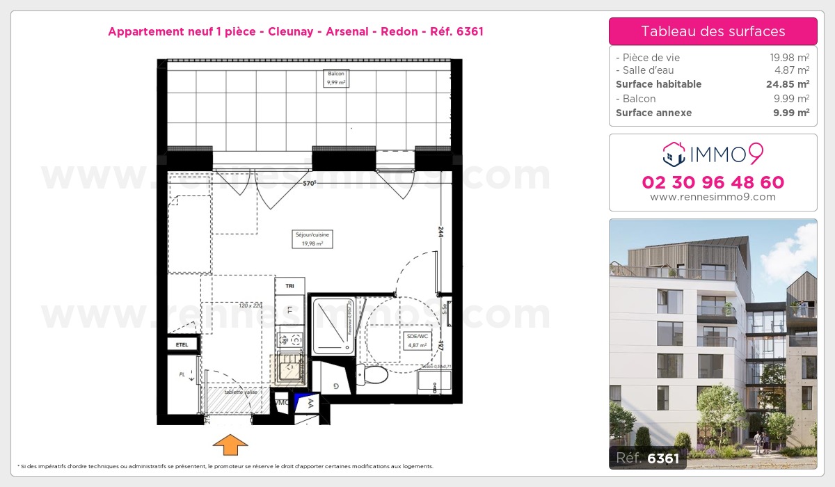 Plan et surfaces, Programme neuf Rennes : Cleunay - Arsenal - Redon Référence n° 6361