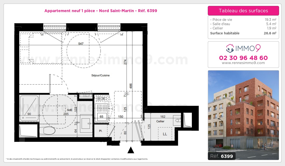 Plan et surfaces, Programme neuf Rennes : Nord Saint-Martin Référence n° 6399