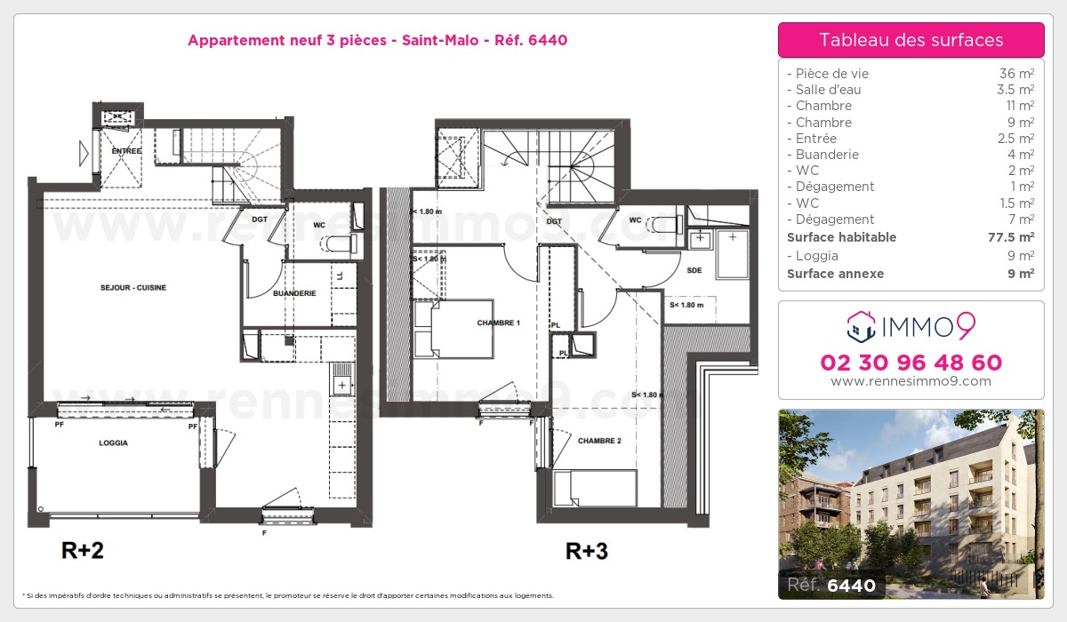 Plan et surfaces, Programme neuf Saint-Malo Référence n° 6440