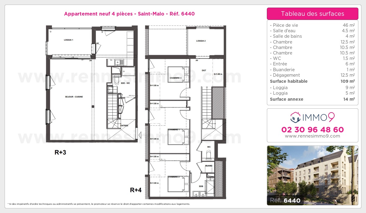 Plan et surfaces, Programme neuf Saint-Malo Référence n° 6440