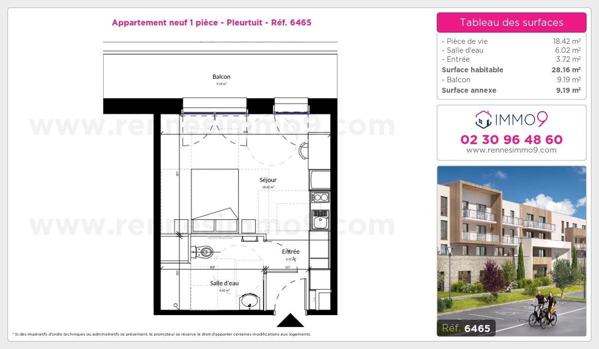 Plan et surfaces, Programme neuf Dinard Référence n° 6465