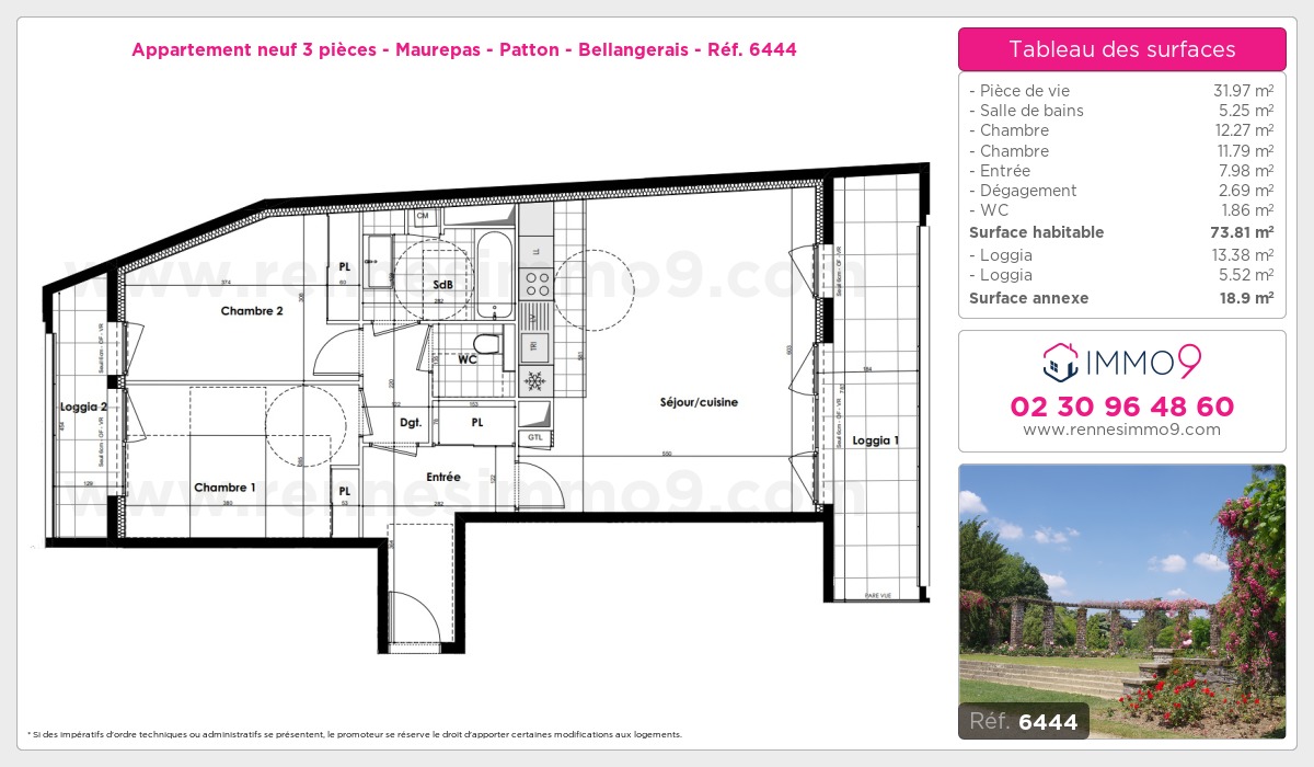 Plan et surfaces, Programme neuf Rennes : Maurepas - Patton - Bellangerais Référence n° 6444