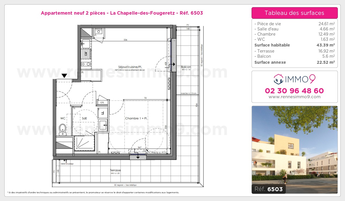 Plan et surfaces, Programme neuf Chapelle-des-Fougeretz Référence n° 6503