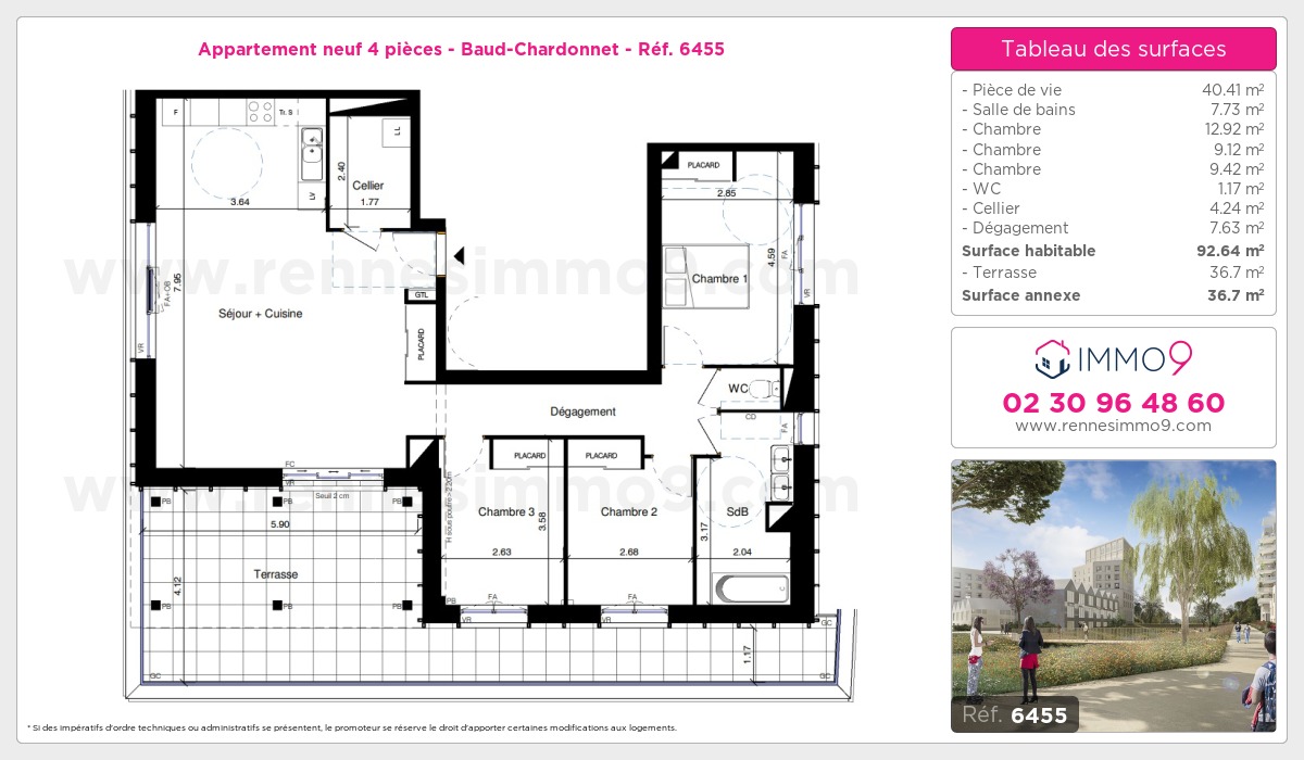 Plan et surfaces, Programme neuf Rennes : Baud-Chardonnet Référence n° 6455