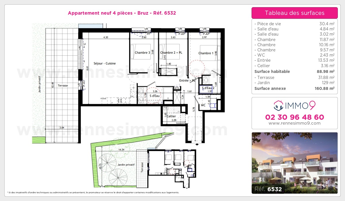 Plan et surfaces, Programme neuf Bruz Référence n° 6532