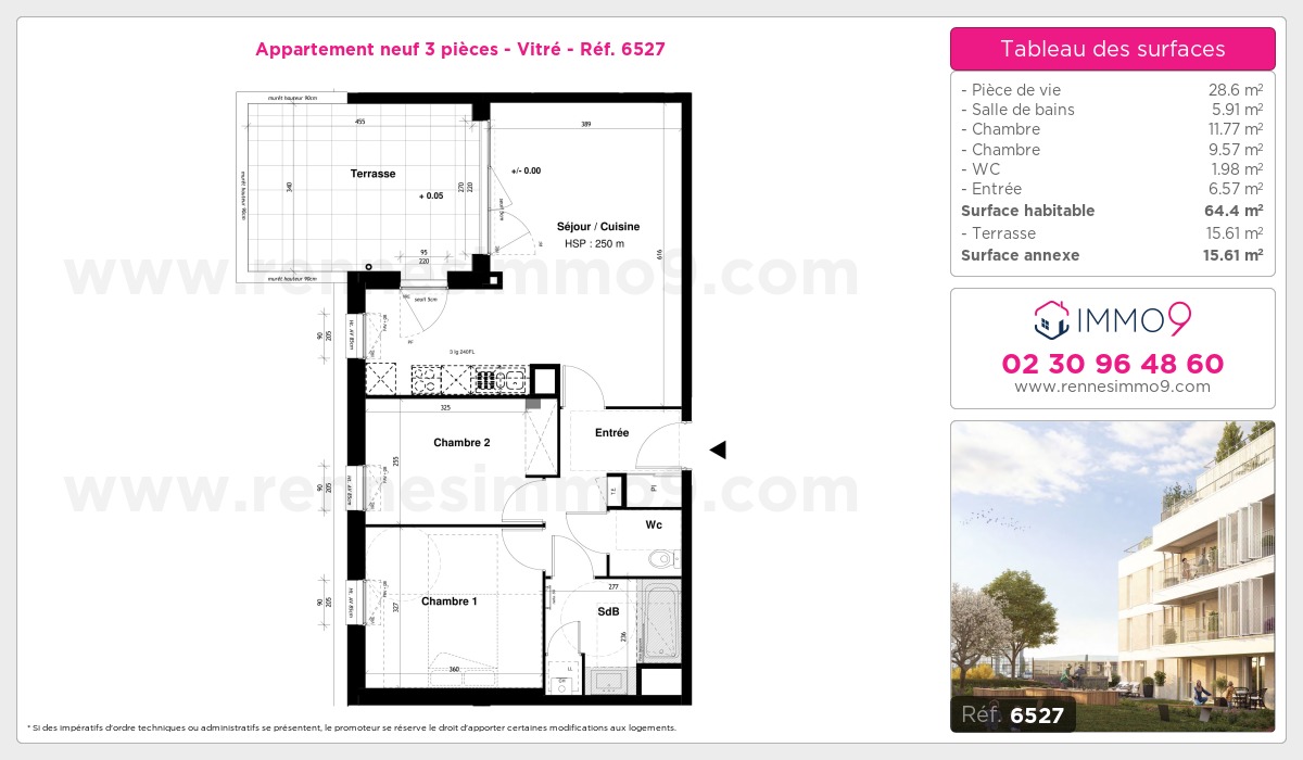 Plan et surfaces, Programme neuf Vitré Référence n° 6527