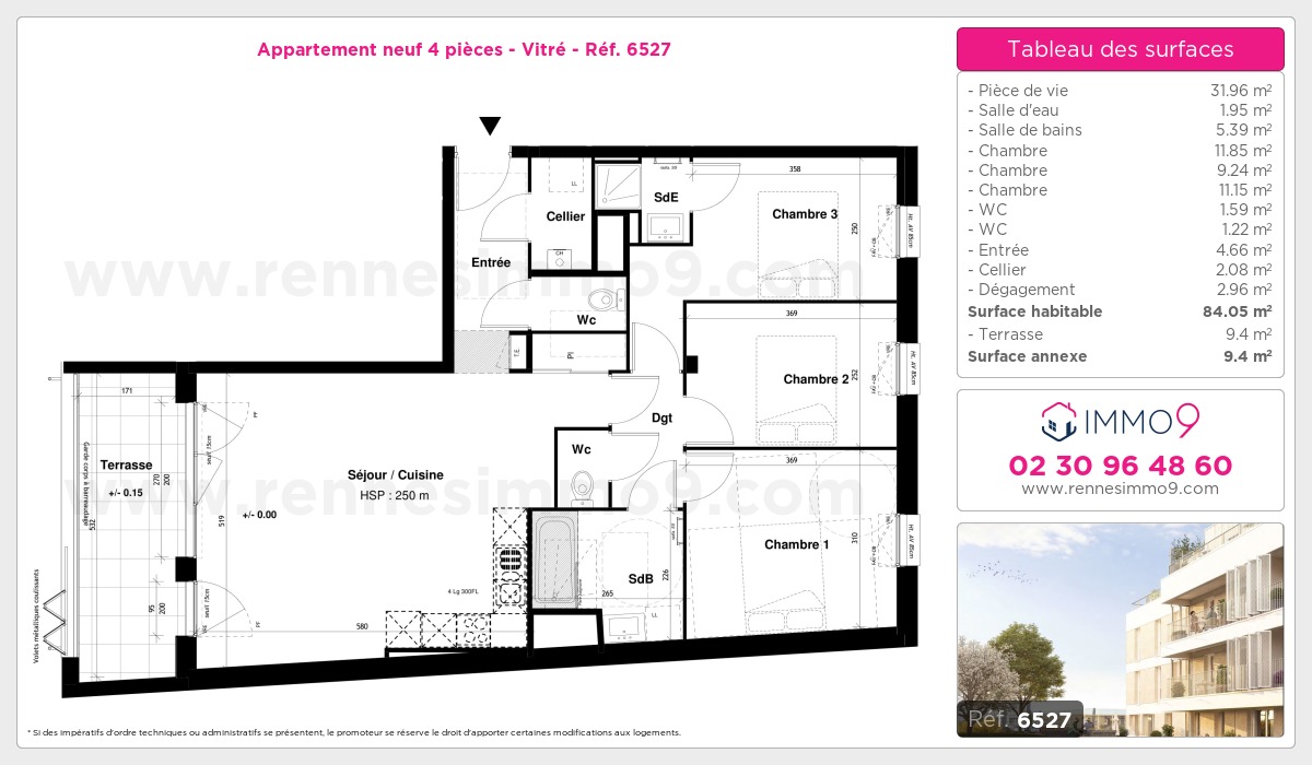 Plan et surfaces, Programme neuf Vitré Référence n° 6527