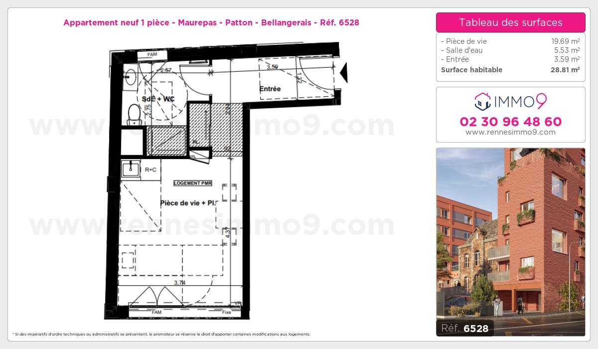 Plan et surfaces, Programme neuf Rennes : Maurepas - Patton - Bellangerais Référence n° 6528