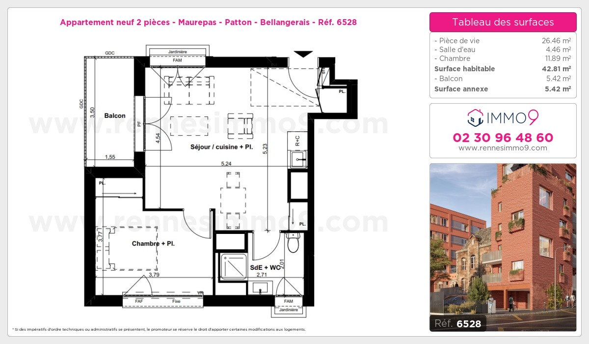 Plan et surfaces, Programme neuf Rennes : Maurepas - Patton - Bellangerais Référence n° 6528