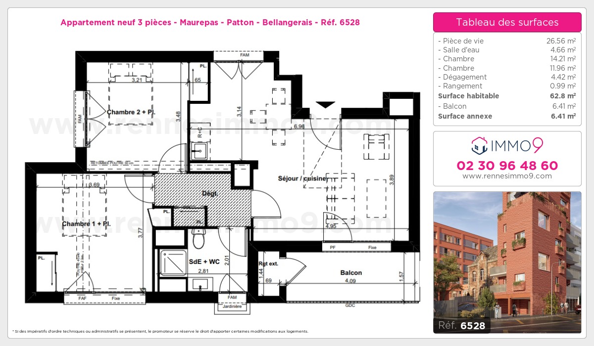 Plan et surfaces, Programme neuf Rennes : Maurepas - Patton - Bellangerais Référence n° 6528