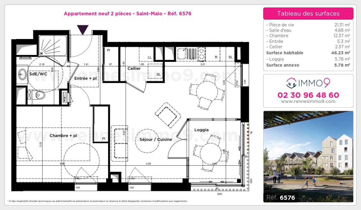 Plan et surfaces, Programme neuf Saint-Malo Référence n° 6576