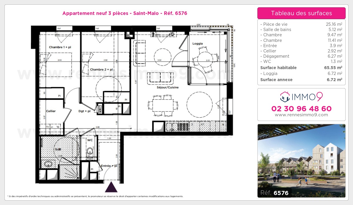 Plan et surfaces, Programme neuf Saint-Malo Référence n° 6576