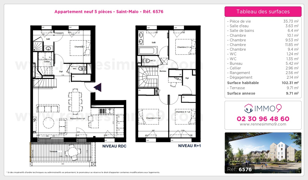 Plan et surfaces, Programme neuf Saint-Malo Référence n° 6576