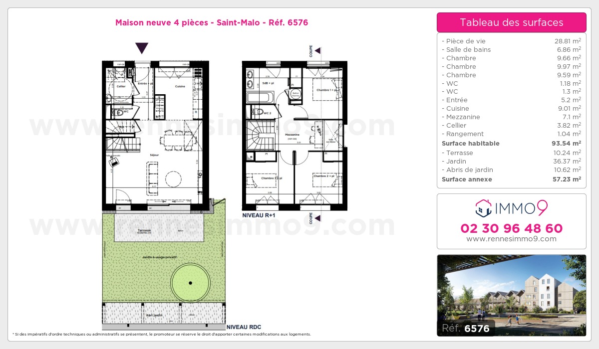 Plan et surfaces, Programme neuf Saint-Malo Référence n° 6576