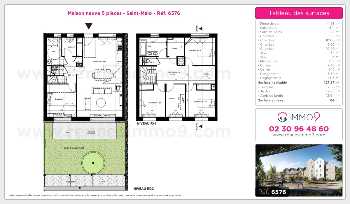 Plan et surfaces, Programme neuf Saint-Malo Référence n° 6576