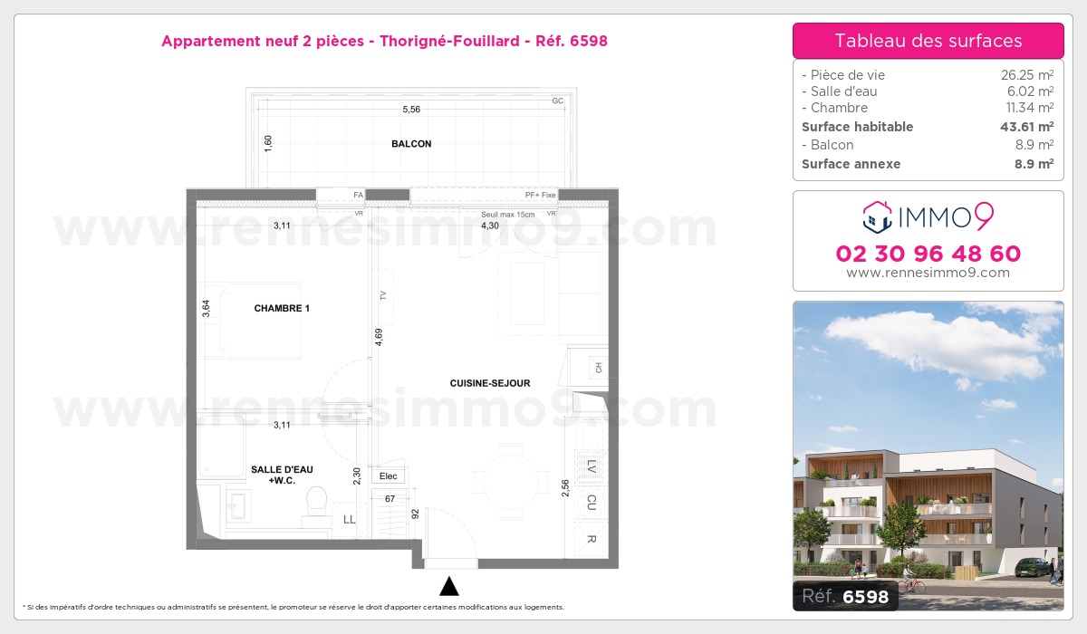 Plan et surfaces, Programme neuf Thorigné-Fouillard Référence n° 6598