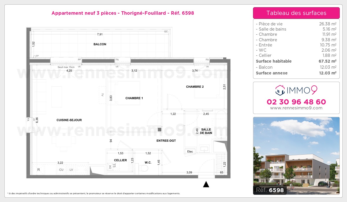 Plan et surfaces, Programme neuf Thorigné-Fouillard Référence n° 6598