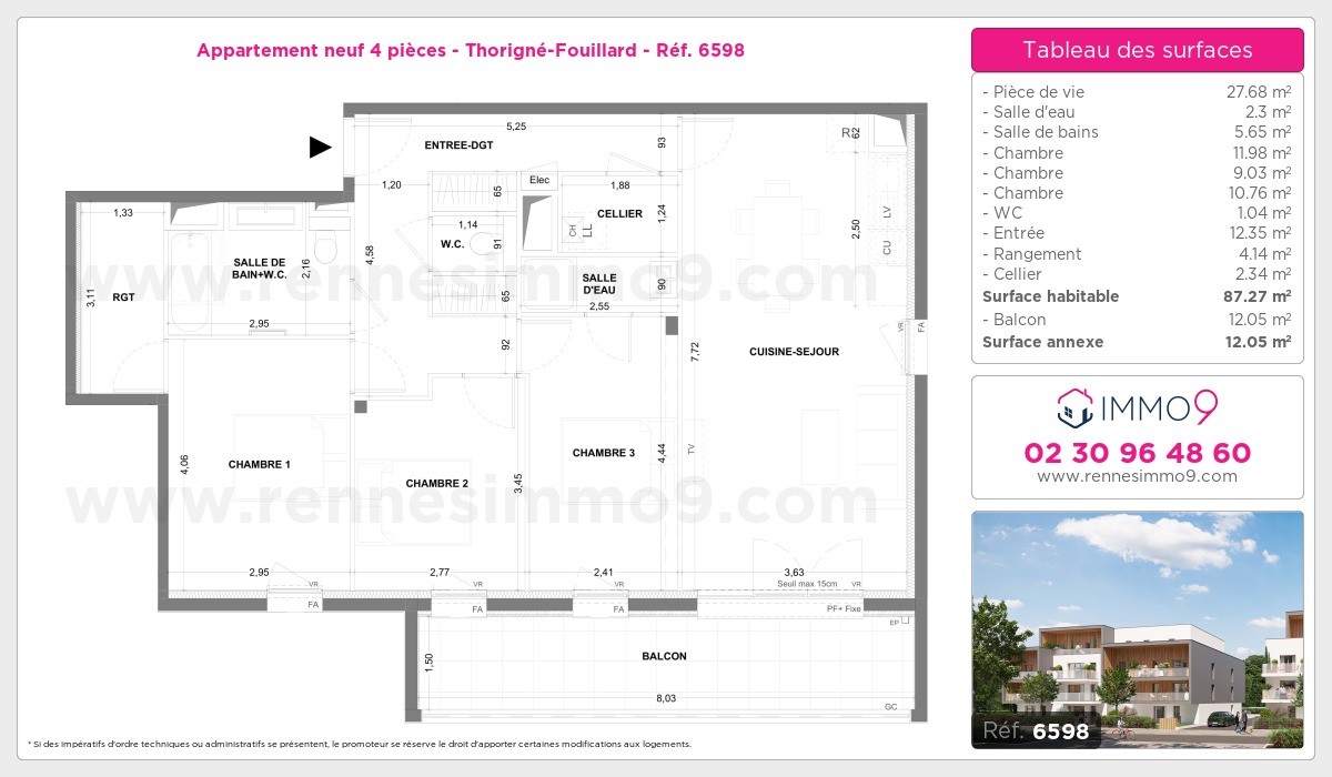 Plan et surfaces, Programme neuf Thorigné-Fouillard Référence n° 6598