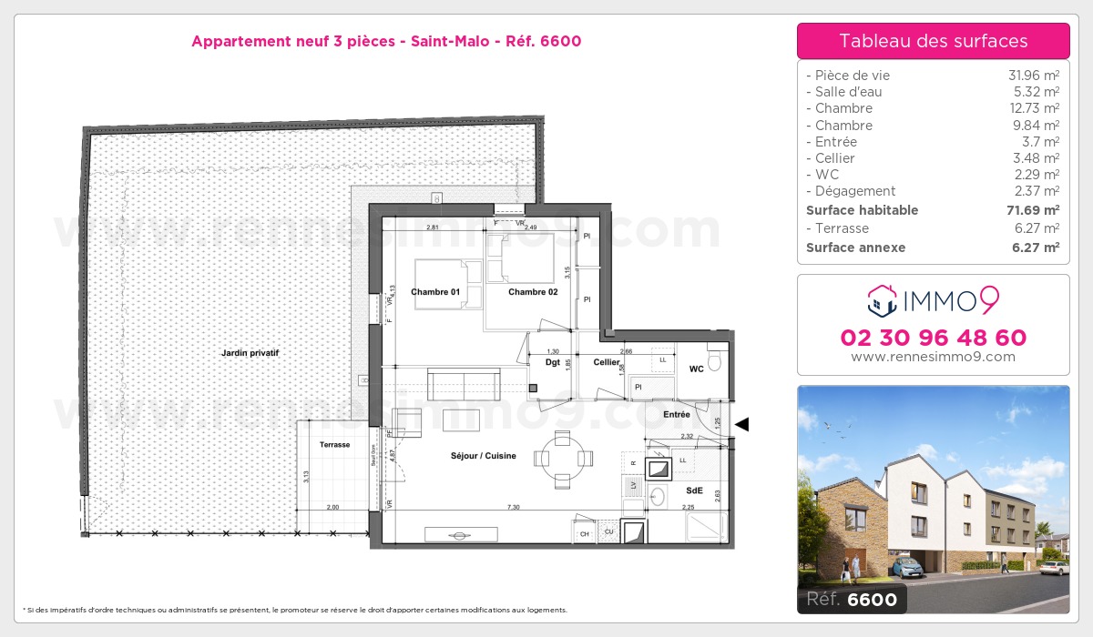 Plan et surfaces, Programme neuf Saint-Malo Référence n° 6600