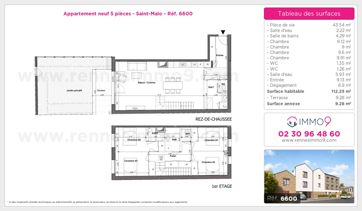 Plan et surfaces, Programme neuf Saint-Malo Référence n° 6600