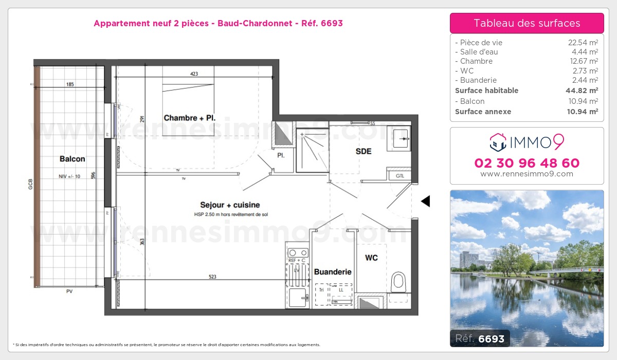 Plan et surfaces, Programme neuf Rennes : Baud-Chardonnet Référence n° 6693