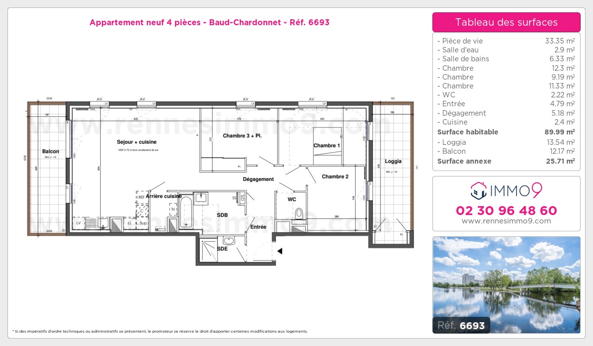 Plan et surfaces, Programme neuf Rennes : Baud-Chardonnet Référence n° 6693